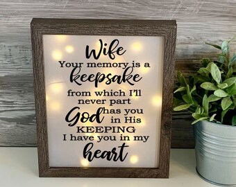 Sympathy Wife, Sympathy Gift, Memorial Frame, Keepsake, Bereavement Gift, Loss of a Loved One, Memorial Shadow Box, Loss of spouse