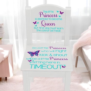 UV Printed Time Out Chair, No Vinyl Used!  Little Princess Timeout Chair, Wood time out chair, Timeout chair, Naughty Spot,