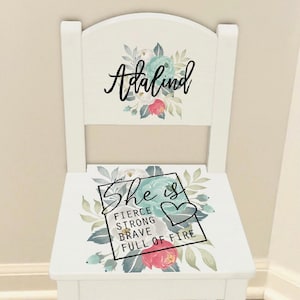 Professionally Printed, (no vinyl/sublimation used) Children&#39;s Chair, Girl&#39;s Inspirational Chair, Personalized Nursery Chair, Nursery Decor