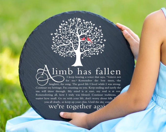 Personalized Memorial Garden Stone – Custom Slate Remembrance Stone with Poem – Heart or Round – Outdoor Tribute – Made in USA