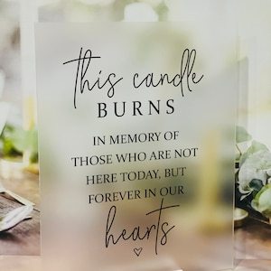 This Candle Burns, Forever In Our Heart Minimalist, Wedding Memorial, Frosted Memorial Sign, Clear Memorial Wedding, Wedding Memorial, Julie