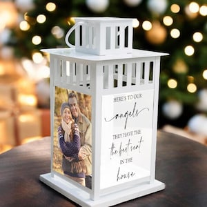 Photo Wedding Memorial Lantern, Here&#39;s To Our Angels Wedding Memory Lantern, Reception Memorial, Dancing In Heaven Memory Candle, Funeral