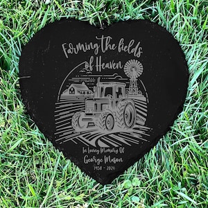 Farming In Heaven Farmer Memorial Garden Stone, Sympathy Gift, Grave Marker, Keepsake, Remembrance, Bereavement Gift, Loss of a Loved One image 2