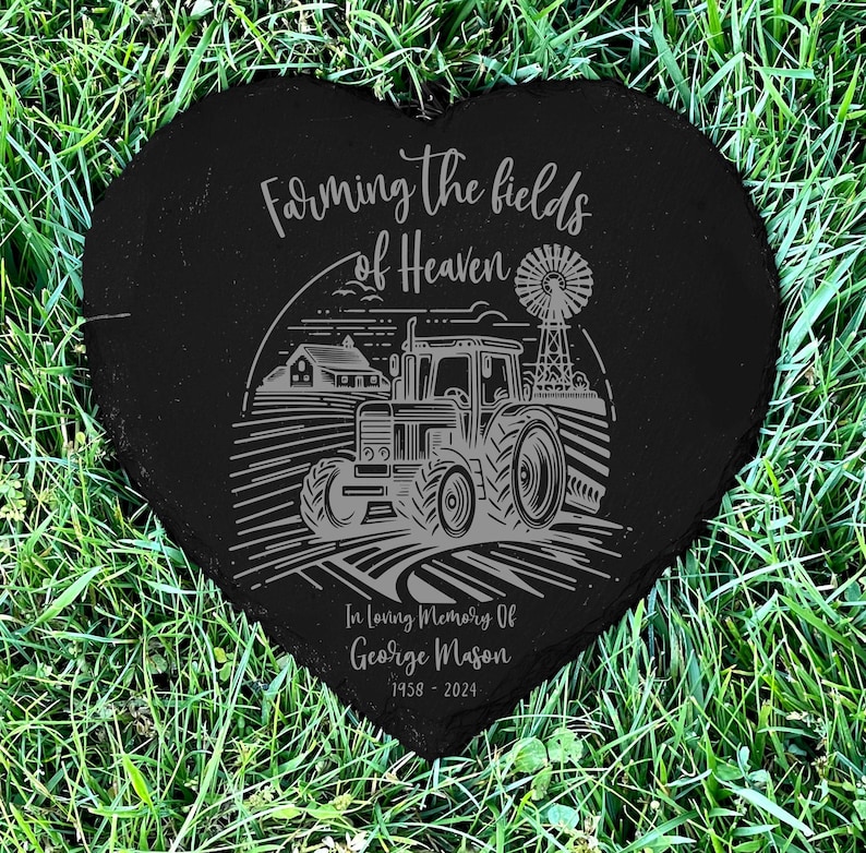 Farming In Heaven Farmer Memorial Garden Stone, Sympathy Gift, Grave Marker, Keepsake, Remembrance, Bereavement Gift, Loss of a Loved One image 2