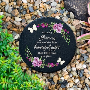 Personalized Grandma&#39;s gift, Personalized Garden Stone, Custom Printed Stone For Nana, Handmade Keepsake for Mom and Grandma,