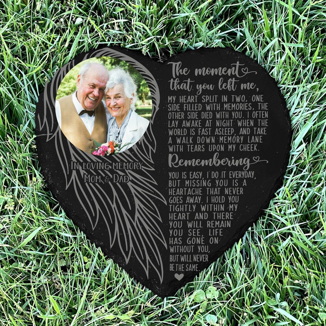 The Moment That You Left Me, Outdoor Memorial, Sympathy Gift, Slate Grave Marker, Personalized