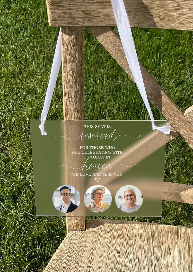 Reserved For Those Who Are Watching From Heaven, Frosted Acrylic Wedding Memorial Sign, In Loving Memorial Sign, Wedding Sign for Loss image 1