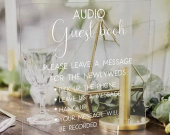 Audio Guestbook Wedding Acrylic, Leave A Message For The Newly Weds, Wedding Acrylic Sign, Pick Up the phone and leave message sign, Terra