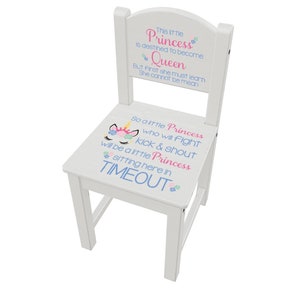 UV Printed Time Out Chair, No Vinyl Used!  Little Princess Timeout Chair, Wood time out chair, Timeout chair, Naughty Spot, Girls Princess