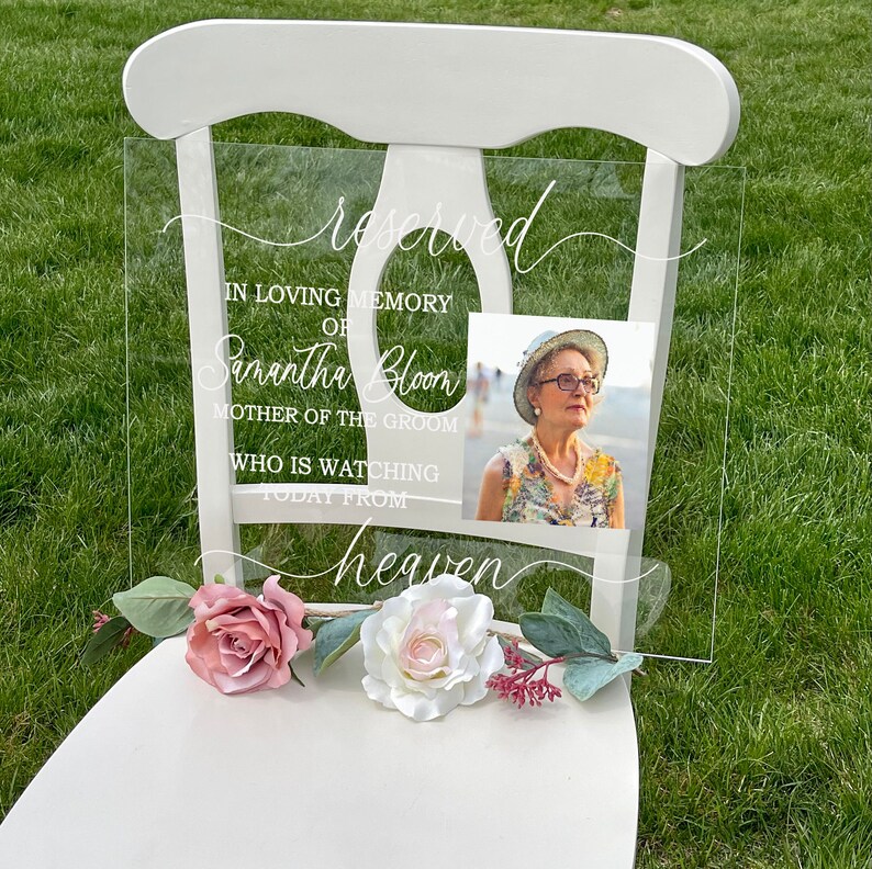 Reserved Acrylic Memorial Sign, Acrylic Memorial Sign, Frosted Acrylic Wedding Memorial Sign, In Loving Memorial Sign, Wedding Sign for Loss image 2