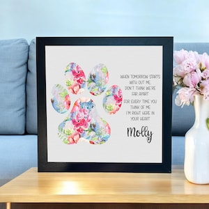 Pet Loss Gift, Sympathy Gift, Personalized Watercolor Memorial Gift, Loss Of Pet , Paw Print Keepsake Pet Memorial Art for Beloved Dog - Cat
