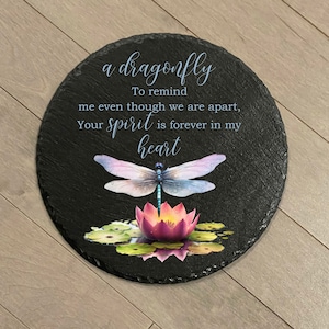 Dragonfly Memorial Garden Stone,  Sympathy Gift, Slate Grave Marker, Keepsake, Remembrance, Bereavement Gift, Loss of a Loved One, Headstone