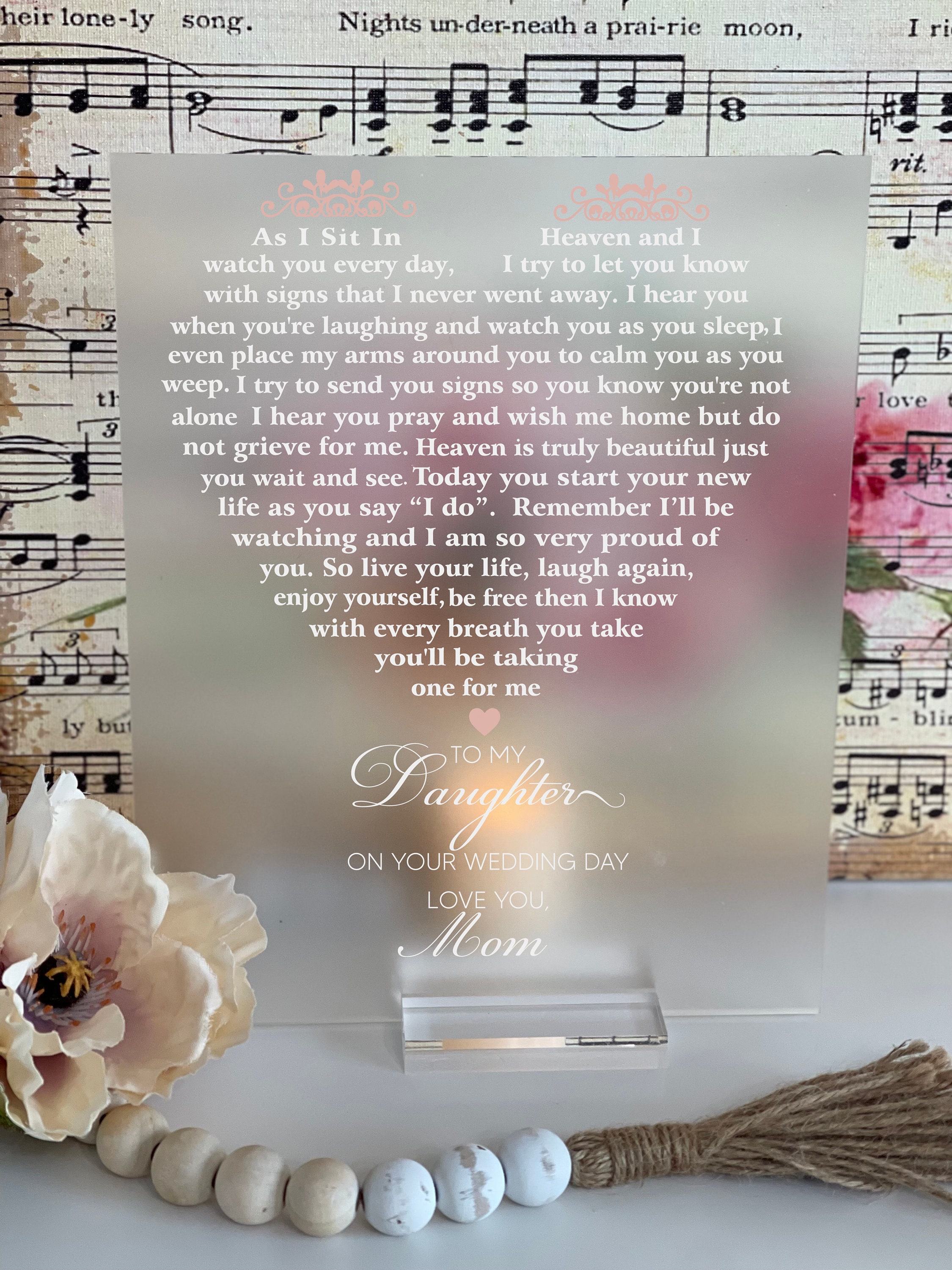 To My Daughter Marriage Message Sign