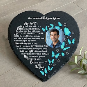 The Moment That You Left Me, Outdoor Memorial, Sympathy Gift, Slate Grave Marker, Personalized Funeral Keepsake Stone, Temporary Headstone