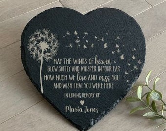 May the Winds of  Heaven Blow Softly,  Sympathy Gift, Slate Grave Marker, Keepsake, Remembrance, Bereavement Gift, Loss of a Loved One,