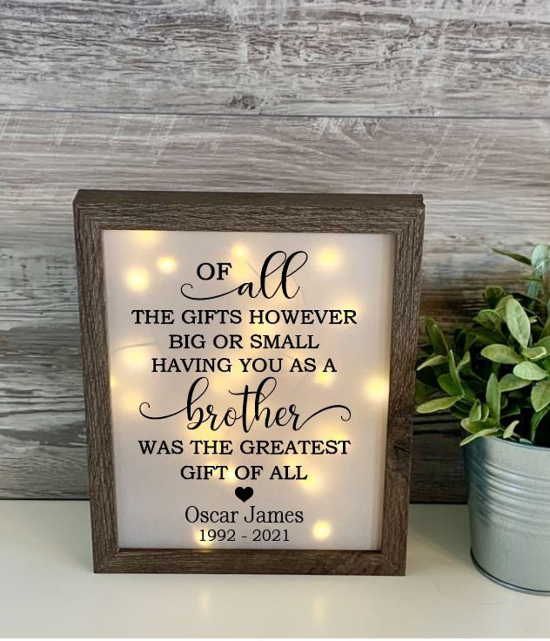 Sympathy Brother, Sympathy Gift, Memorial Frame, Keepsake, Bereavement
