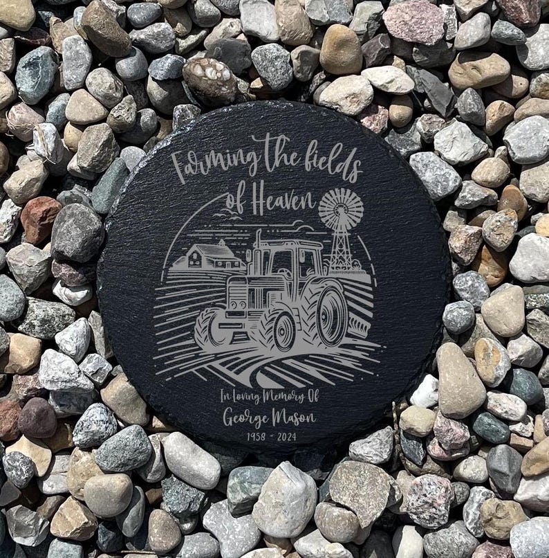 Farming In Heaven Farmer Memorial Garden Stone, Sympathy Gift, Grave Marker, Keepsake, Remembrance, Bereavement Gift, Loss of a Loved One image 3