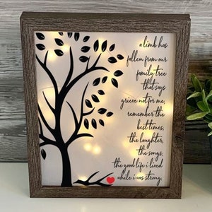 A limb has fallen, Sympathy Gift, Memorial Frame, Keepsake, Memory Frame, Bereavement Gift, Sympathy Frame,  Memorial Shadow Box,