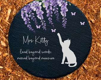 Cat Memorial Personalized For Loss Of Pet, Outdoor Pet Memorial For Grieving Family
