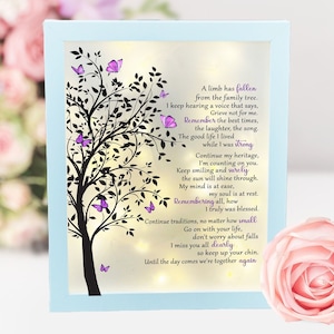 A lighted shadow box featuring a heartfelt memorial quote, elegantly illuminated. The design is available in three color options, creating a warm and thoughtful tribute.