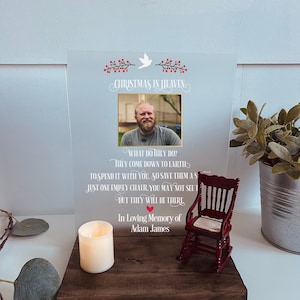 Memorial de Navidad en el Cielo, Regalo Conmemorativo de Navidad, Recuerdo de Navidad, En Memoria del Acrílico, Regalo Conmemorativo Personalizado