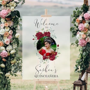 Quinceañera Sign For Party, Fifteenth Birthday Sign, Quinceañera Welcome Sign Birthday Party, Personalized Photo Quinceañera Acrylic Sign