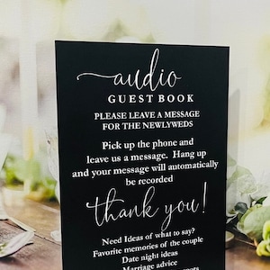 Audio Guestbook Wedding Acrylic, Leave A Message For The Newly Weds, Wedding Acrylic Sign, Pick Up the phone and leave message Cindy