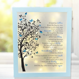 Memorial Lighted Shadow Box with Poem | Sympathy Gift for Loss of Loved One | Remembrance Decor | 8x10 or 11x14 Frame in White, Black, Gray