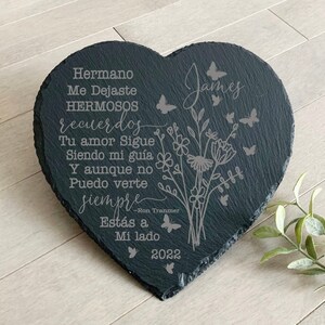 Personalized Spanish Memorial Slate, Loss of Brother Keepsake