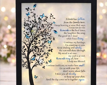 Memorial Lighted Shadow Box with Poem | Sympathy Gift for Loss of Loved One | Remembrance Decor | 8x10 or 11x14 Frame in White, Black, Gray