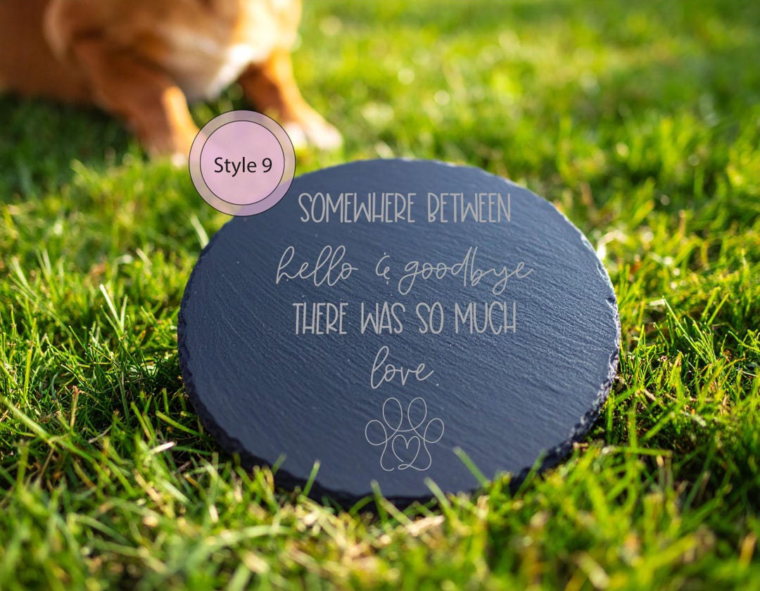 パーソナライズされたペット記念碑：詩付きのカスタムスレートガーデン