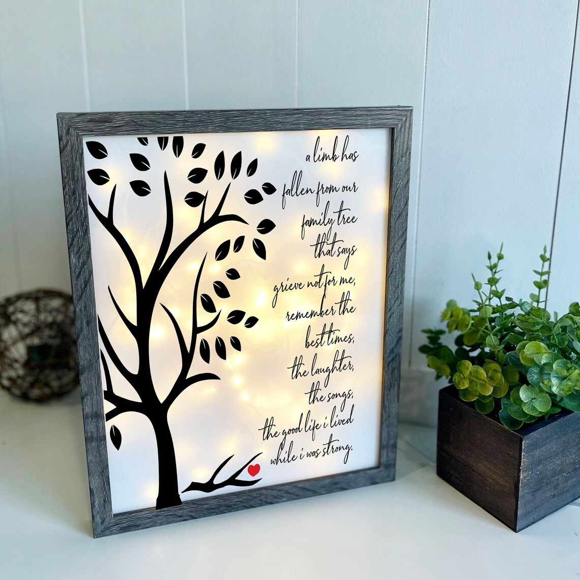 Shadow Box Grief A Limb Has Fallen Family Tree Memorial Shadow Box | Bereavement ...