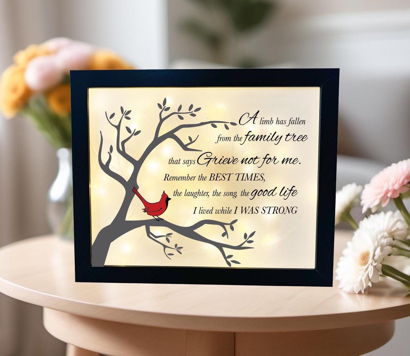 Cardinal Memorial Gifts for Funeral or Celebration of life, A Limb Has Fallen Keepsake Personalized Memorial Gifts Custom Sympathy Gift loss