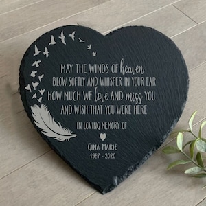 May the Winds of  Heaven Blow Softly,  Sympathy Gift, Slate Grave Marker, Keepsake, Remembrance, Bereavement Gift, Loss of a Loved One,
