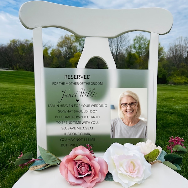 Reserved Acrylic Memorial Sign, Acrylic Memorial Sign, Frosted Acrylic Wedding Memorial Sign, In Loving Memorial Sign, Wedding Sign for Loss