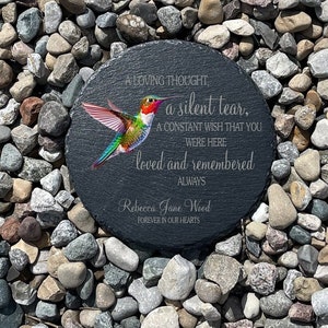 A Silent Tear Memorial Garden Stone,  Sympathy Gift, Slate Grave Marker, Keepsake, Remembrance, Bereavement Gift, Loss of a Loved One,