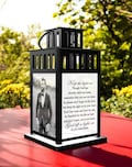 Keep The Light On Personalized Outdoor Memorial Lantern - Loss of Loved One, Remembrance Lantern for Gravesite - Outdoor Memorial Decor Gift