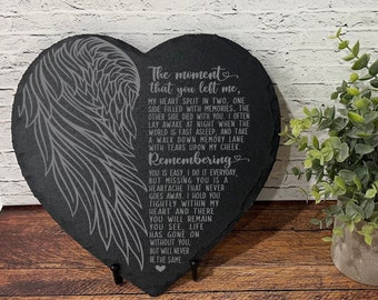 The Moment That You Left Me, Sympathy Gift, Slate Grave Marker, Keepsake, Remembrance, Bereavement Gift, Loss of a Loved One,