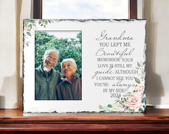You Left Me Beautiful Memories, Loss of Grandma Gift, Slate Frame Funeral Gift For Loss of Loved One, Memorial Picture Frame, Sympathy Photo