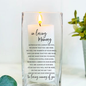 Wedding Memorial Candle For Loss Of Loved One, Wedding Candle, Memorial Memorial Sign, Prayer Candle For Wedding, In Memory Wedding Candle