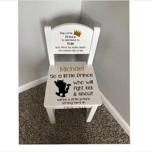 Professionally printed, Little Prince Timeout Chair, Wild Things, Wild One,  Wood time out, Time out chair for Nursery, Cute New Baby Gift