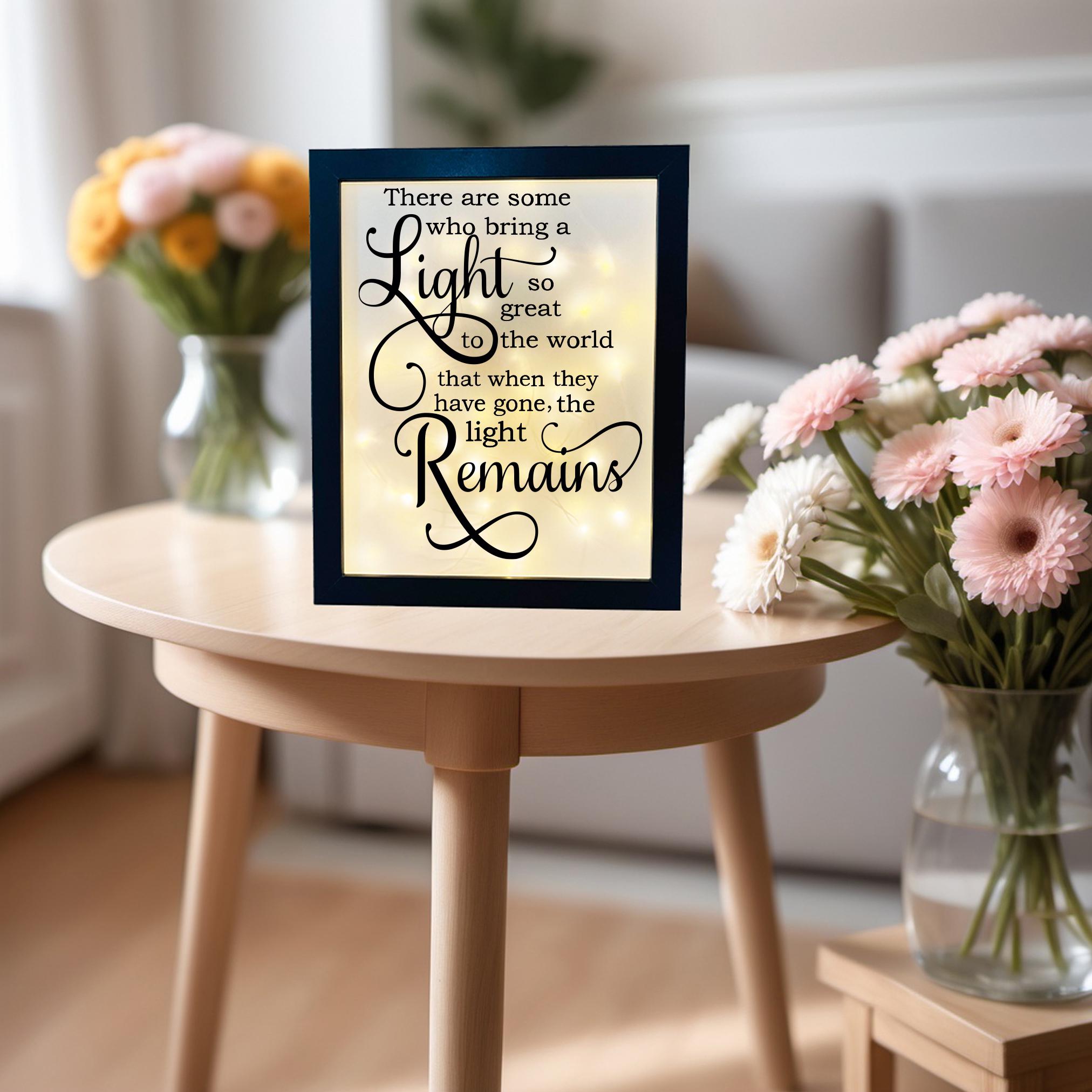 The Light Remains, Sympathy Gift, Memorial Frame, Keepsake