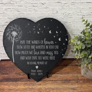 May the Winds of  Heaven Blow Softly,  Sympathy Gift, Slate Grave Marker, Keepsake, Remembrance, Bereavement Gift, Loss of a Loved One,