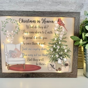 Christmas in Heaven, Sympathy Gift, Memorial Frame, Keepsake, Memory Frame, Bereavement Gift, Sympathy Frame,  Memorial Shadow Box,