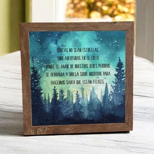 Handgefertigte spanische Gedenkaquarellkunst zur Erinnerung, Quizás no sean estrellas sino aberturas en el cielo, spanische Beerdigungsgeschenkandenken