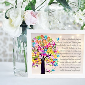 A limb has fallen, Sympathy Gift, Memorial Frame, Keepsake, Memory Frame, Bereavement Gift, Sympathy Frame,  Memorial Shadow Box,