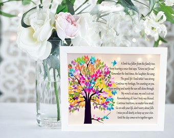 A limb has fallen, Sympathy Gift, Memorial Frame, Keepsake, Memory Frame, Bereavement Gift, Sympathy Frame,  Memorial Shadow Box,