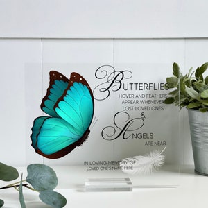 Butterflies Hover And Feathers Appear, Memorial Gift for loss of Loved One, Sympathy Gift For Loss Of Mom, Memorial Butterfly Gift