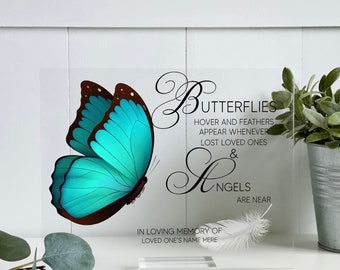 Butterflies Hover And Feathers Appear, Memorial Gift for loss of Loved One, Sympathy Gift For Loss Of Mom, Memorial Butterfly Gift