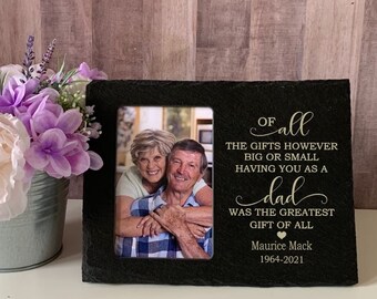 Loss of Dad, Loss of Spouse, Slate Photo Frame, Bereavement, Sympathy Gift, Memorial Gift, Sympathy Frame, Memorial Frame, Memory Frame